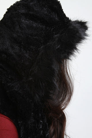 Hooded Fur Circle Scarf