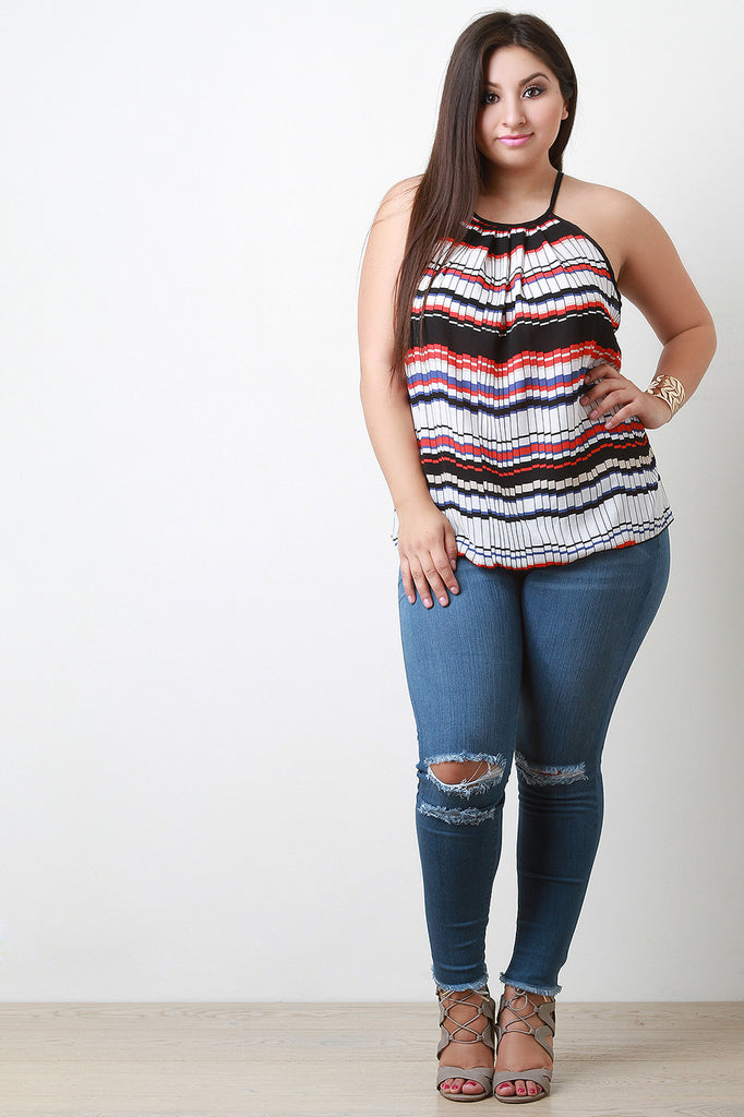 Semi Sheer Striped Trapeze Top