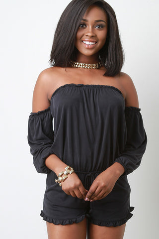 Off the Shoulder Long Sleeves Romper