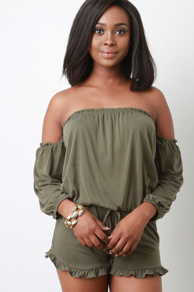 Off the Shoulder Long Sleeves Romper