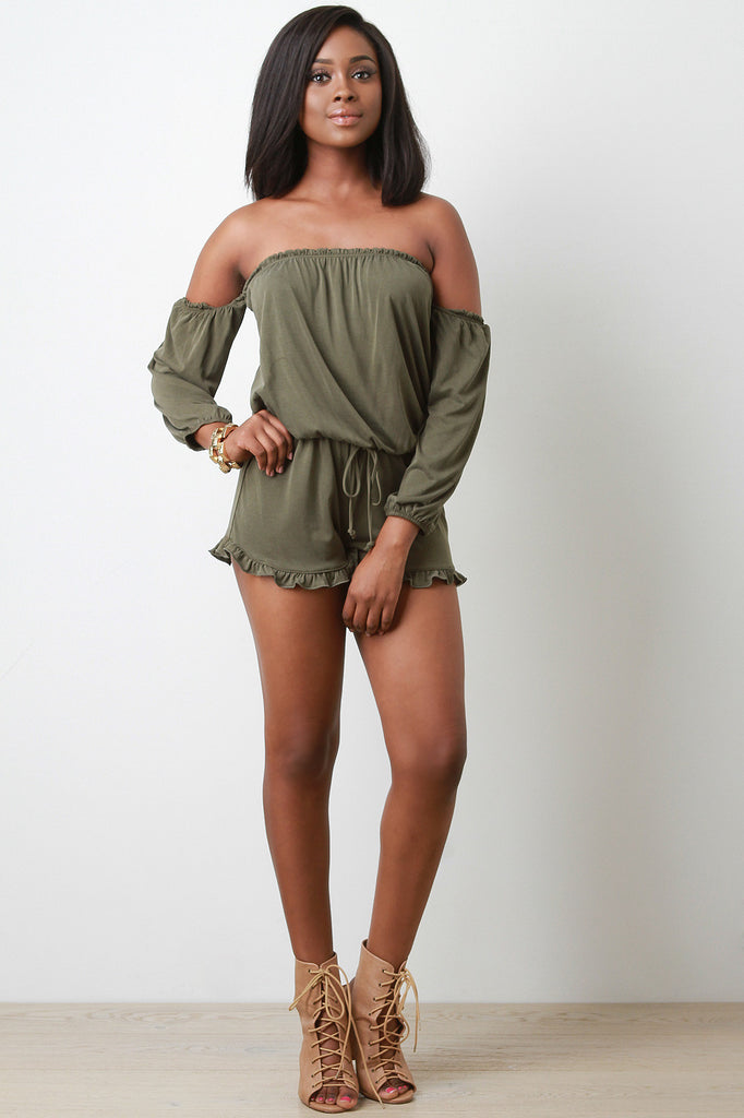 Off the Shoulder Long Sleeves Romper