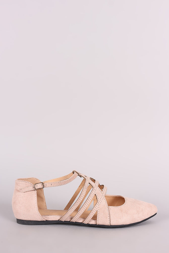Suede Caged Pointy Toe Flat