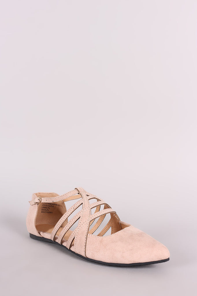 Suede Caged Pointy Toe Flat