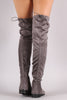 Suede Drawstring Tie Over-The-Knee Riding Boots