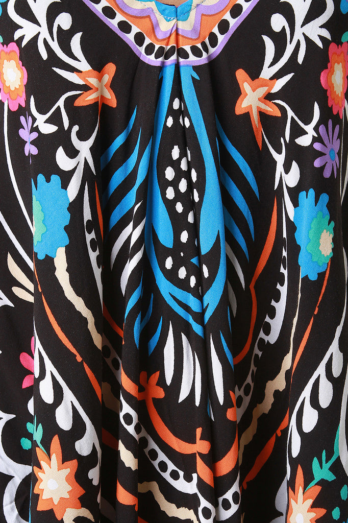 Colorful Print Asymmetrical Hem Maxi Dress