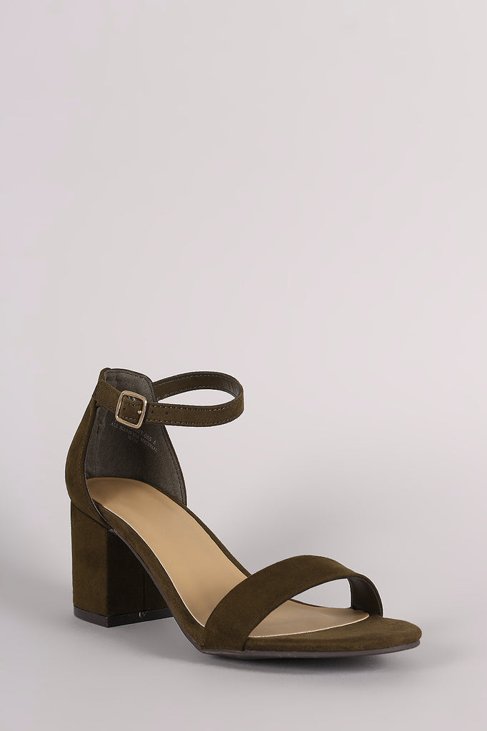 Bamboo Suede Ankle Strap Open Toe Block Heel