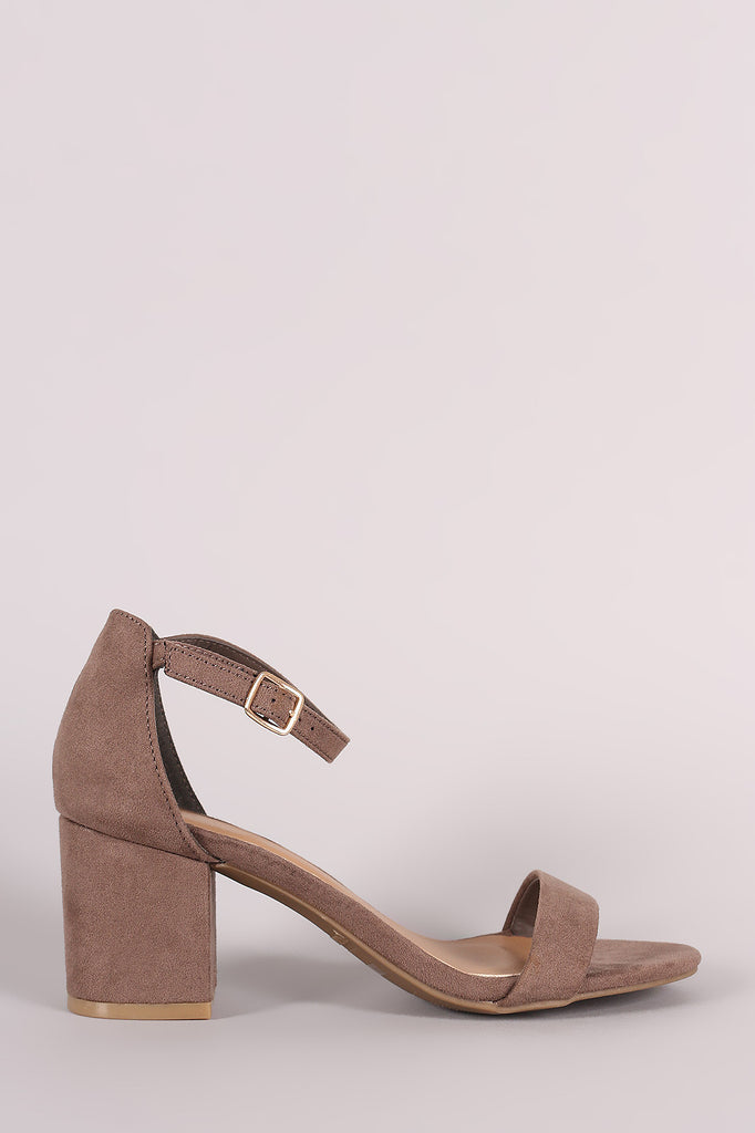 Bamboo Suede Ankle Strap Open Toe Block Heel