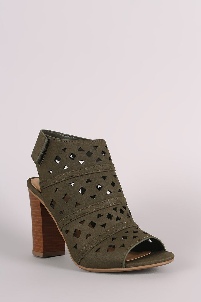 Delicious Geo Perforated Chunky Mule Heel