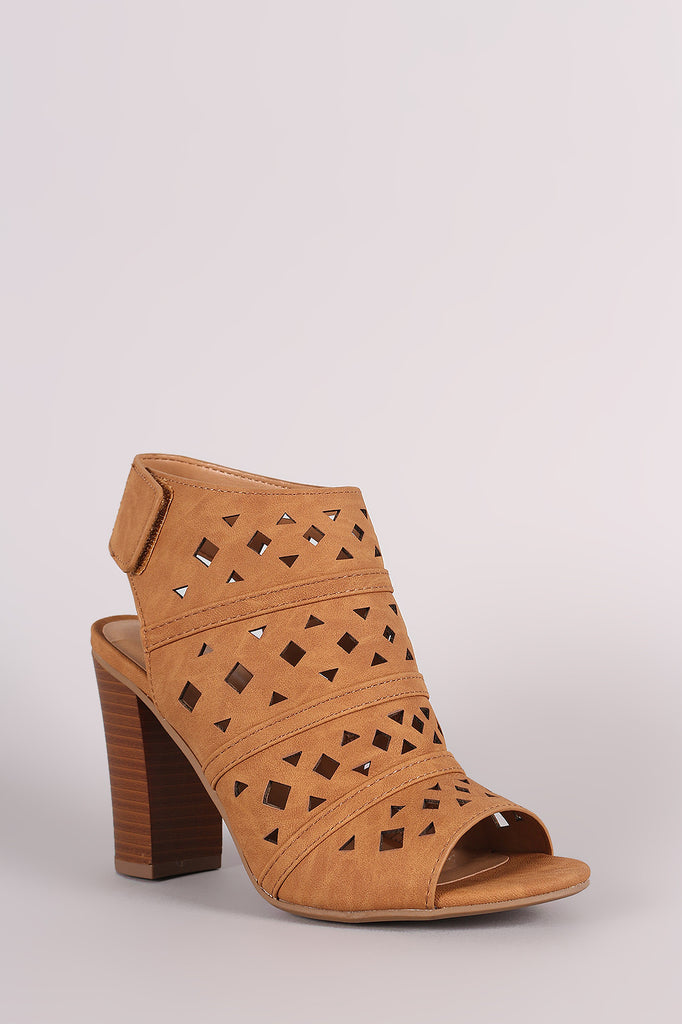 Delicious Geo Perforated Chunky Mule Heel