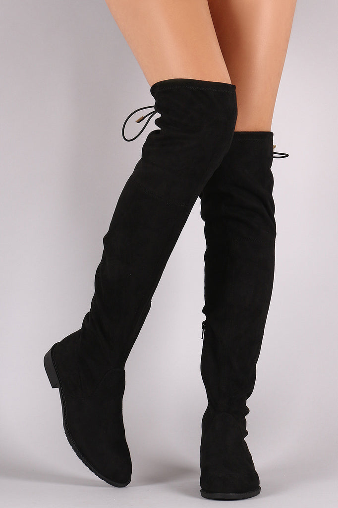 Suede Drawstring Over-The-Knee Riding Boots