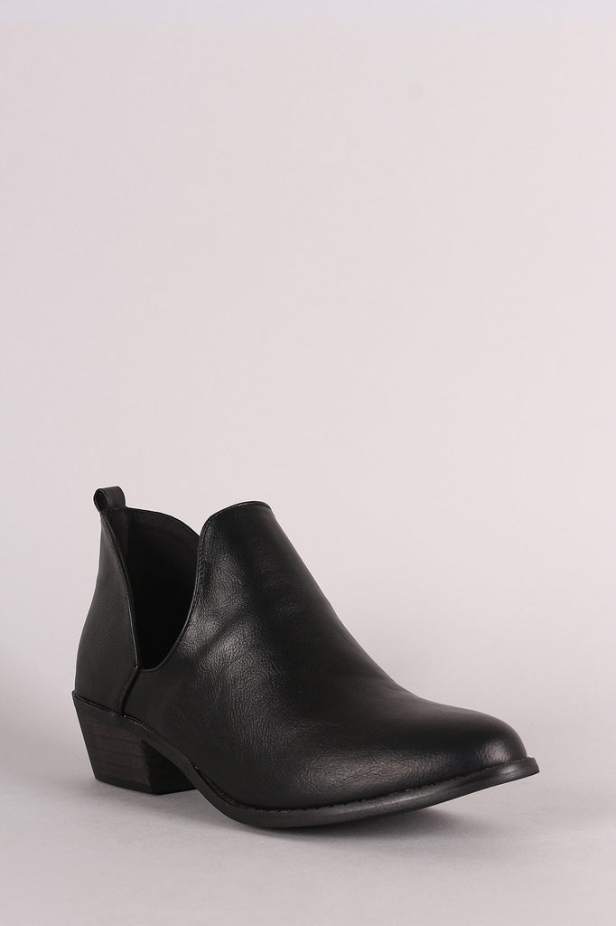 Vegan Leather Slit Ankle Boots