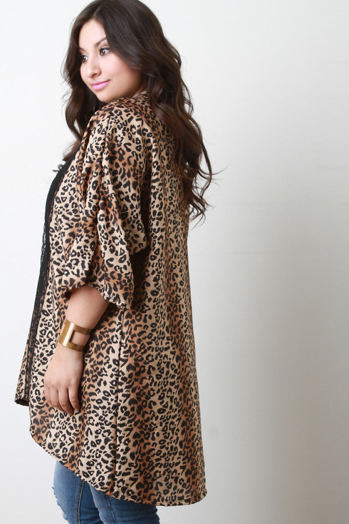 Leopard Lace Open Front Kimono