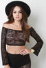 Bardot Floral Lace Bell Sleeves Crop Top