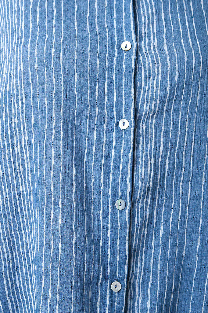 Woven Pinstripe Button Down Shirt Dress