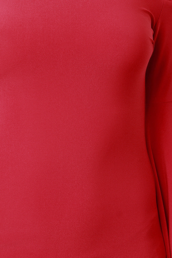 Bell Sleeve Off-The-Shoulder Slit Dress