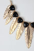 Gold Feather Bohemian Statement Necklace Set