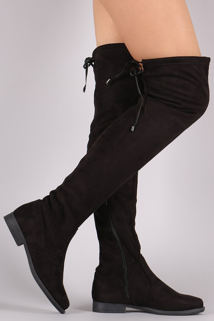 Liliana Suede Drawstring Tie Riding Over-The-Knee Boots