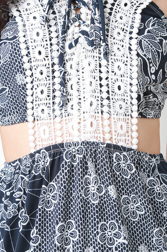 Crochet Lace Side Cutout Maxi Dress