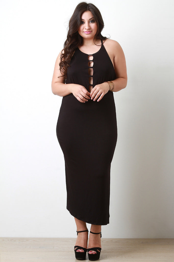 Cut Out Caged Sleeveless Maxi Dress