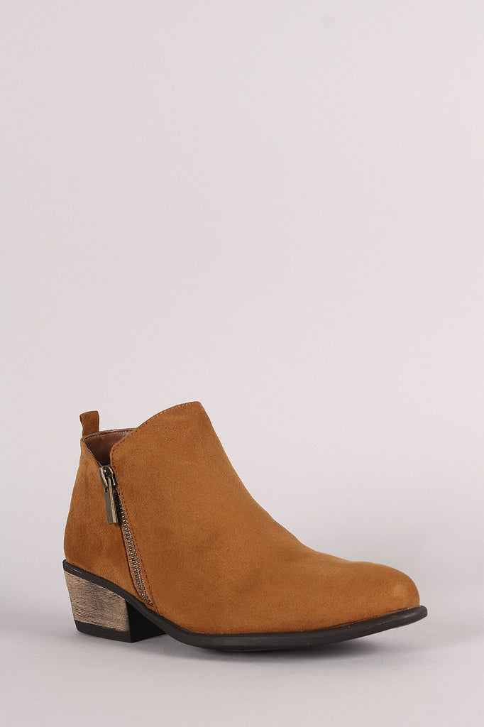 Bamboo Suede Zipper Ankle Boots