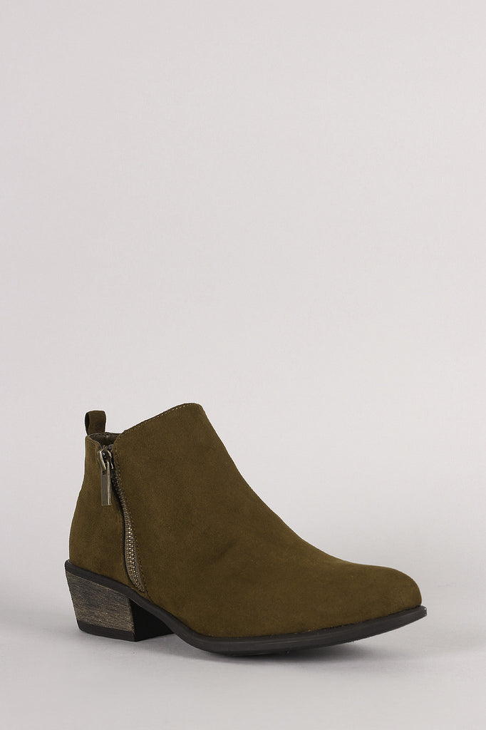 Bamboo Suede Zipper Ankle Boots