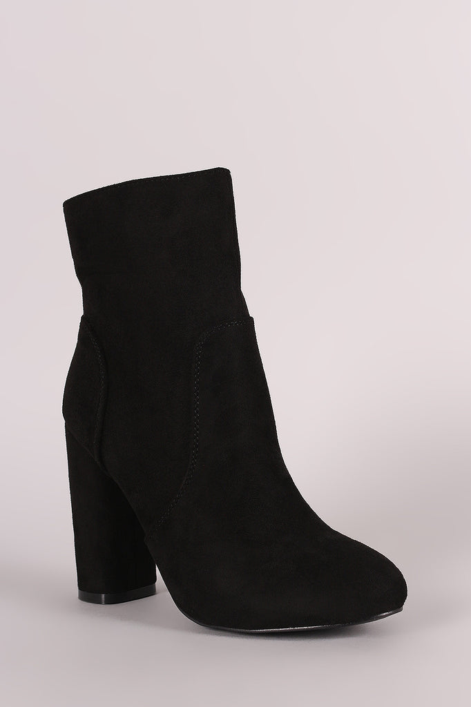 Suede Rounded Chunky Heel Ankle Boot