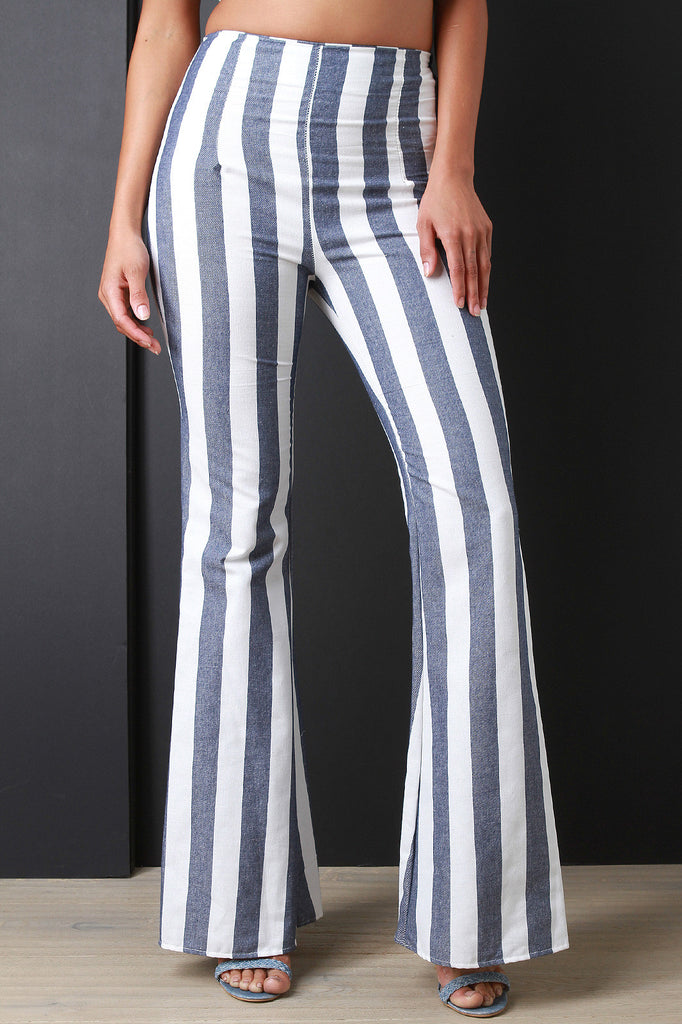 Striped Chambray Flare Pants