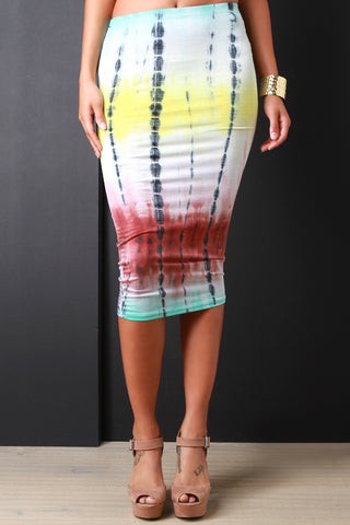 Blocky Tie Dye High Waisted Skirt