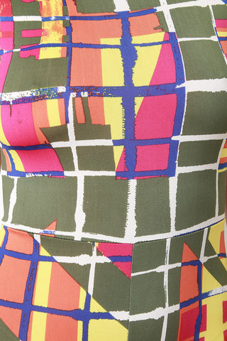 Colorful Grid Short Sleeves Jumpsuit