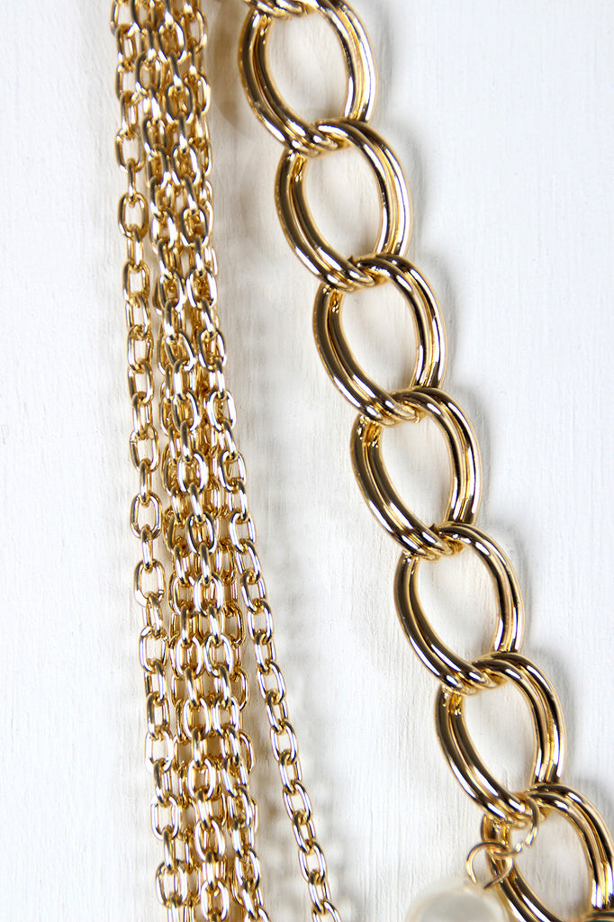 Layered Chains and Pearls Necklace