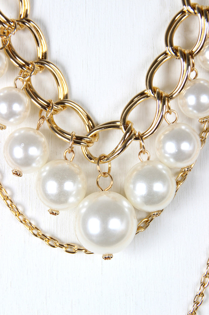 Layered Chains and Pearls Necklace
