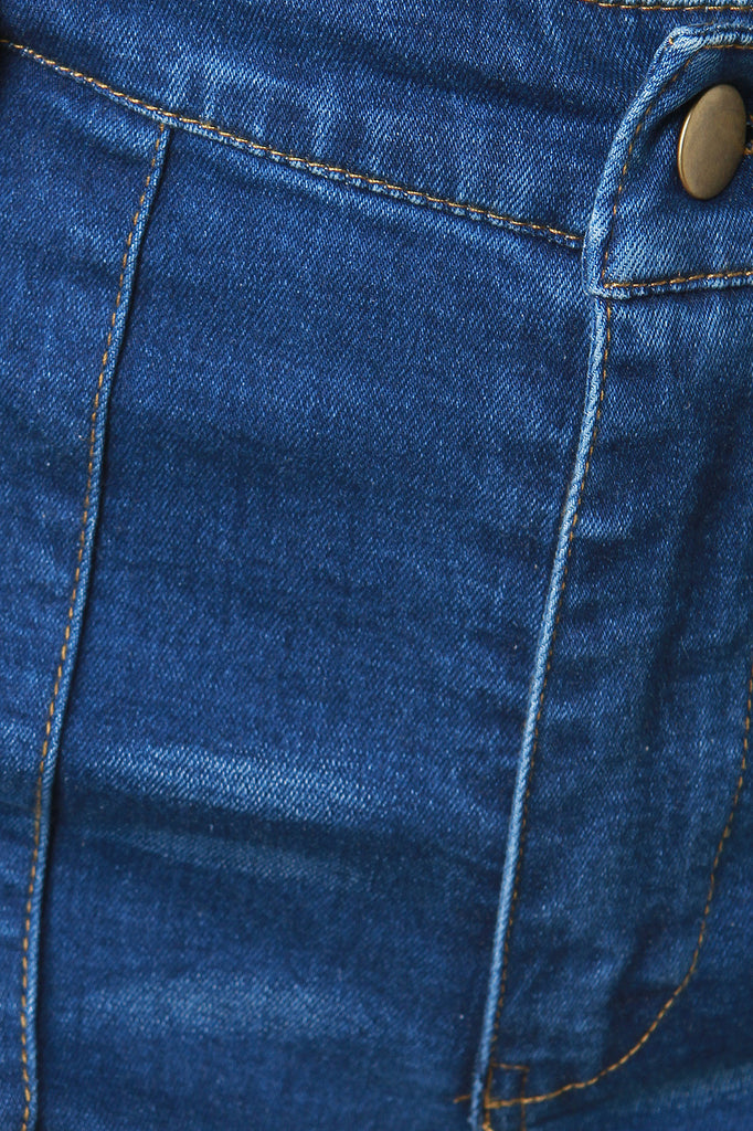 Long Pocket Bell Bottom Denim Jeans