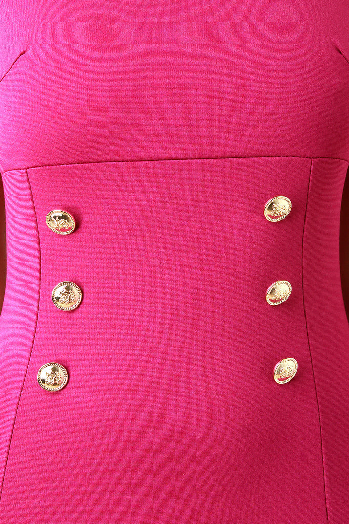Square Neck Medallion Button Bodycon Dress