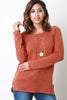 Back Button Accent Long Sleeves Sweater Top