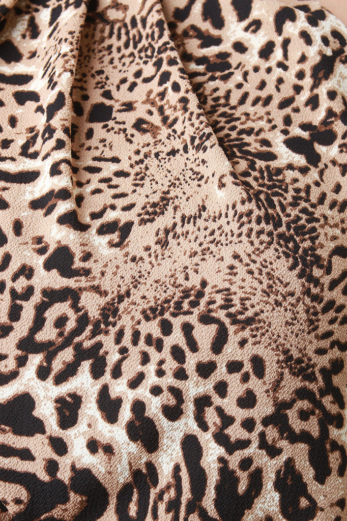 Cheetah Print Sleeveless Belted Midi Dress