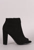 Bamboo Suede Slouchy Peep Toe Chunky Heeled Ankle Boots