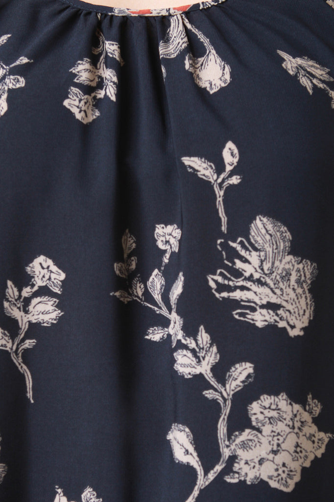 Cold Shoulder Lace Trim Floral Print Shift Dress