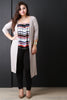Ribbed Knit Longline Open Front Cardigan