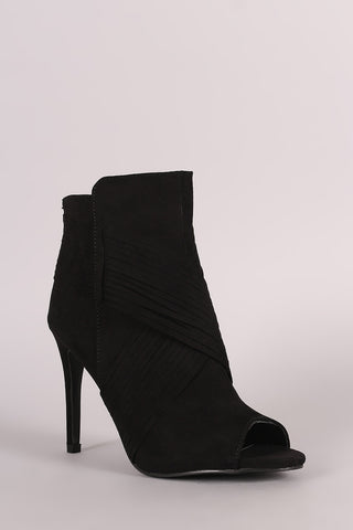 Qupid Suede Crisscross Slashed Stiletto Booties