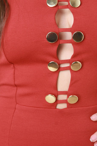 Strapless Buttons Midi Dress