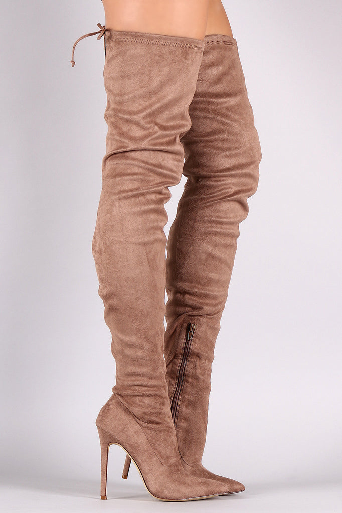 Liliana Suede Over The Knee Pointy Toe Boots