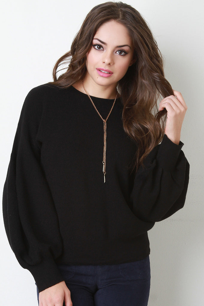 Thick Knit Trumpet Sleeve Sweater Top