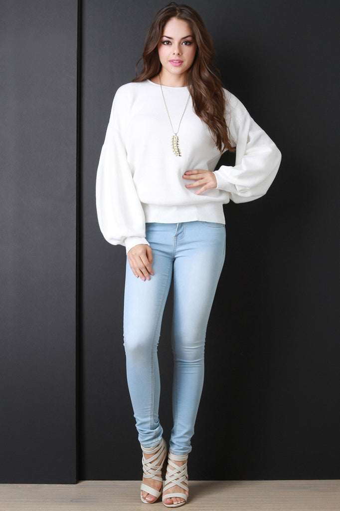 Thick Knit Trumpet Sleeve Sweater Top