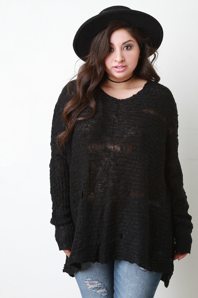 Loose Knit Long Sleeves Sweater Top