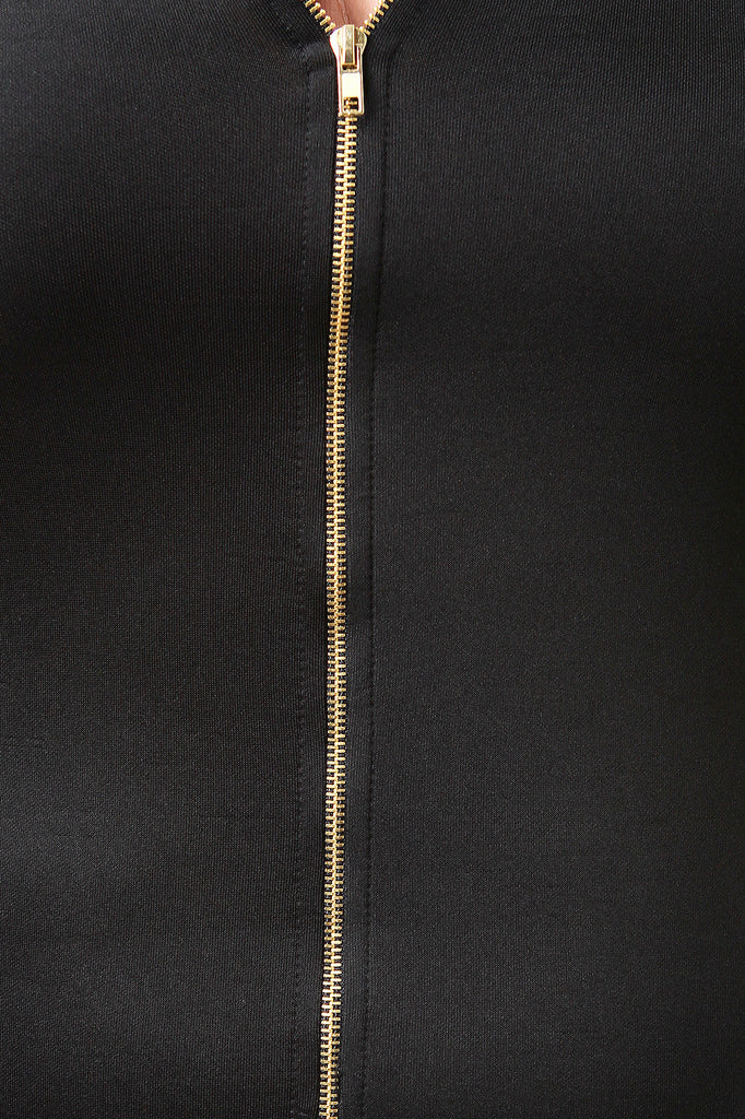 Three-Way Zipper Trim Bodycon Dress