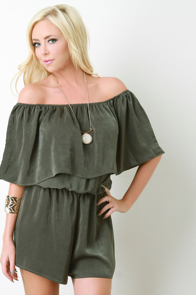 Ruffle Off-The-Shoulder Romper