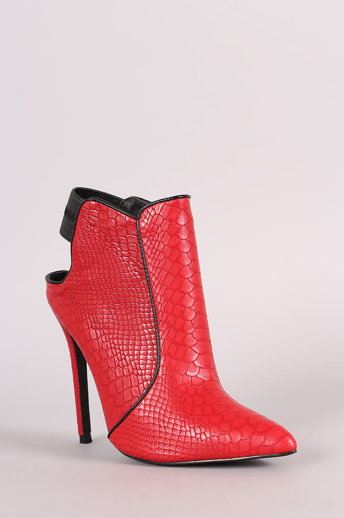 Privileged Snake Pointy Toe Stiletto Heeled Booties