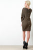 Back Button Accent Dolman Sleeves Sweater Dress