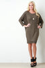 Back Button Accent Dolman Sleeves Sweater Dress