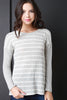 Back Button-Up Striped Long Sleeves Sweater Top